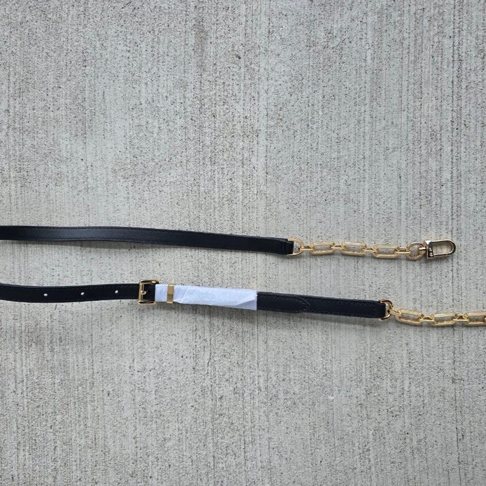 Michael Kors Black Leather Gold Chain Shoulder Strap 19” New - Picture 3 of 4